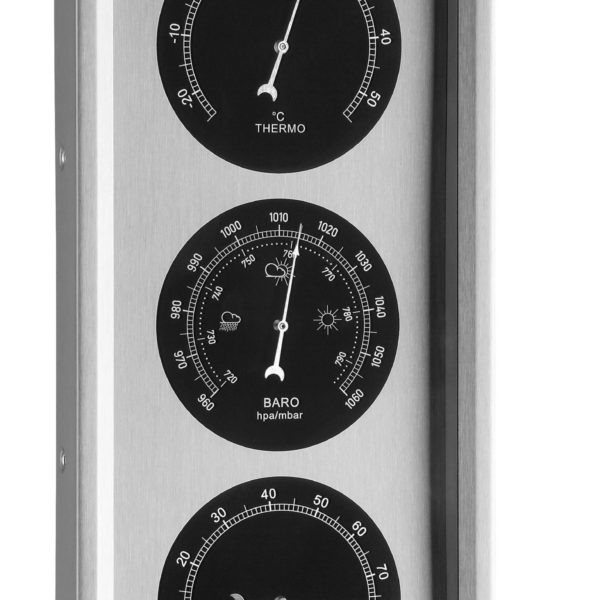 Analogue outdoor weather station made of stainless steel