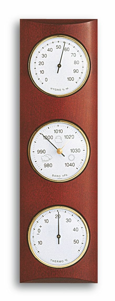 Analogue weather station made of solid wood