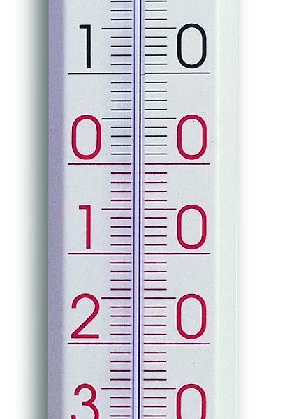 Analogue outdoor thermometer made of metal