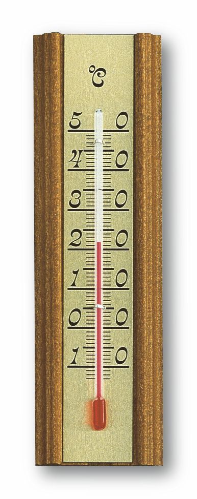 Analogue indoor-outdoor-thermometer made of oak